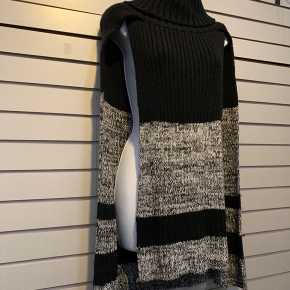 Turtleneck Knit Poncho with Open Sides - Picture 2 of 7